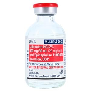 Lidocaine HCl Epinephrine Injection 2% 1:100,000 MDV 30mL Each