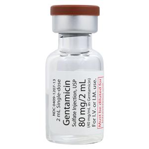 Gentamicin Sulfate Injection 40mg/mL SDV 2mL Each