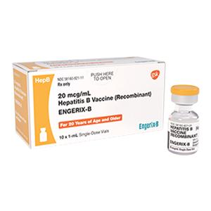 Engerix-B Hepatitis B Adult Injectable 20mcg SDV 1mL 10/Pk