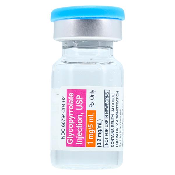 Glycopyrrolate Injection 0.2mg/mL MDV 5mL Each, 100 EA/CA
