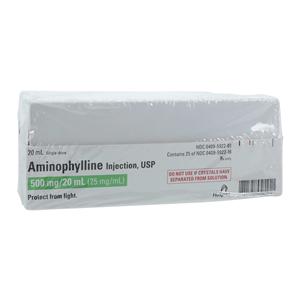 Aminophylline Injection 25mg/mL PF FTV SDV 20mL 25/Package, 2 PK/CA
