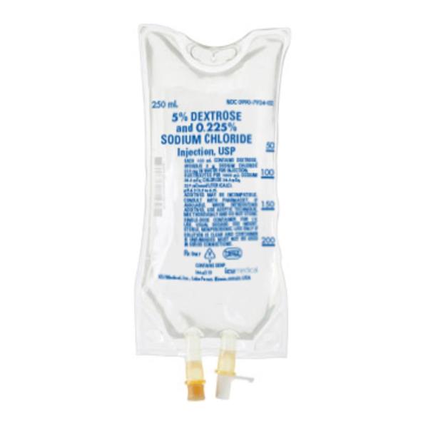 Injection Solution Dextrose 5%/Sodium Chloride 0.225% 250mL Flx Bg Cntnr 24/Ca