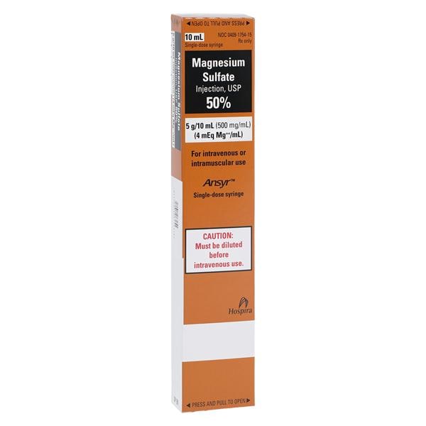 Magnesium Sulfate Injection 50% 5gm Ansyr Syringe 10mL 10/Package