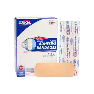 Caliber Adhesive Bandage Plastic 1x3" Tan Sterile 100/Bx