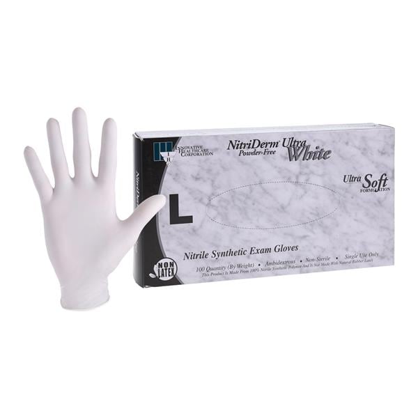 NitriDerm Ultra White Nitrile Exam Gloves Large White Non-Sterile...