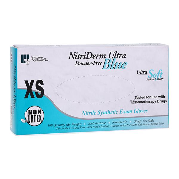 NitriDerm Ultra Blue Nitrile Exam Gloves X-Small Light Blue Non-S...