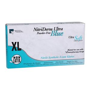 NitriDerm Ultra Blue Nitrile Exam Gloves X-Large Light Blue Non-S...