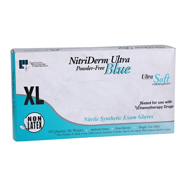 NitriDerm Ultra Blue Nitrile Exam Gloves X-Large Light Blue Non-S...