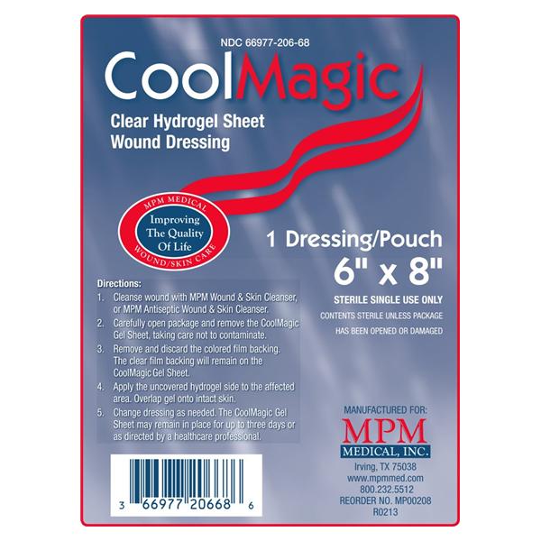 CoolMagic Hydrogel Hydrogel Dressing 6x8" Sterile Rectangle Clear...