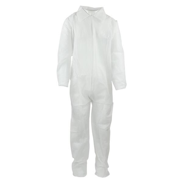 Staff Coverall Spunbonded Polypropylene X-Large White 5/Bg
