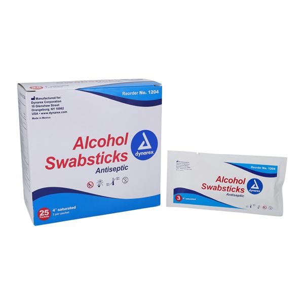 Prep Swabstick Isopropyl Alcohol 70% 3's Non-Sterile, 10 BX/CA