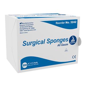 100% Cotton Gauze Sponge 4x4" 8 Ply Non-Sterile LF, 20 BG/CA