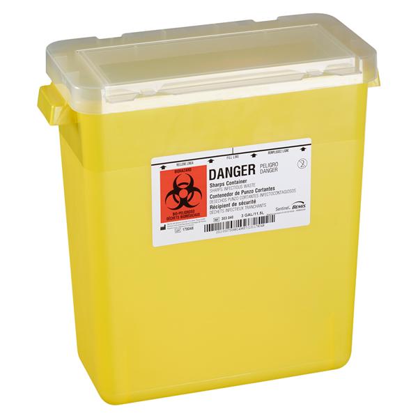 Sentinel Sharps Container 3gal Translucent Yellow 13-7/8x6-7/8x13...