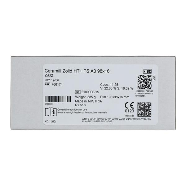 Ceramill Zolid HT+ Zirconia Disc A3 98x16 Ea