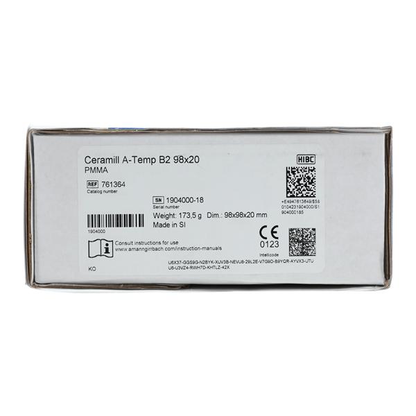 Ceramill A-Temp Stained PMMA Disc B2 98x20 1/Bx