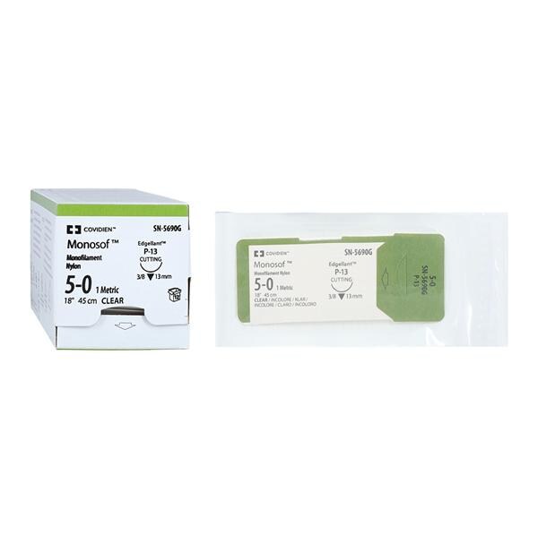 Monosof Suture Nylon Monofilament 5-0 18" Non-Absorbable P-13 Pre...