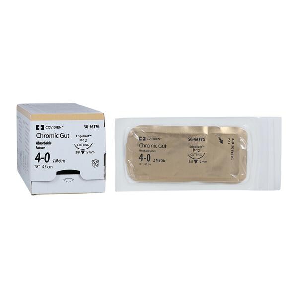Surgigut Suture Chromic Gut Monofilament 4-0 18" Absorbable P-12...