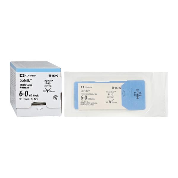 Sofsilk Suture Silk Braid 6-0 18" Non-Absorbable P-10 Surgalloy P...