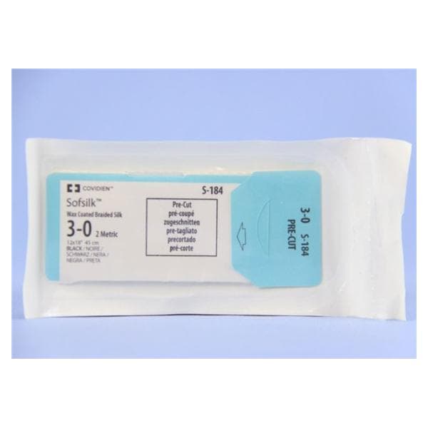Sofsilk Suture Silk Braid 3-0 18" Non-Absorbable Coated Black 36/...
