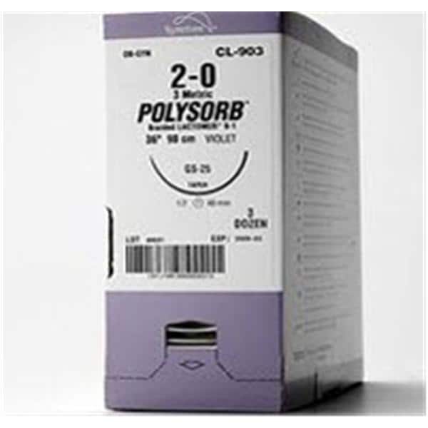 Polysorb Suture 2-0 60" Polyester Braid Undyed 24/Ca