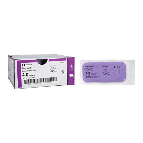 Polysorb Suture Polyester Braid 4-0 18" Absorbable P-12 Premium R...
