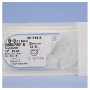 Surgipro II Suture 6-0 18" Polypropylene Monofilament CV-22/CV-22 Blue 36/Ca