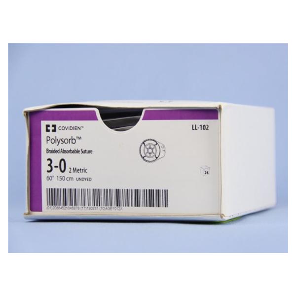 Polysorb Suture Polyester Braid 3-0 60" Absorbable Coated Undyed...