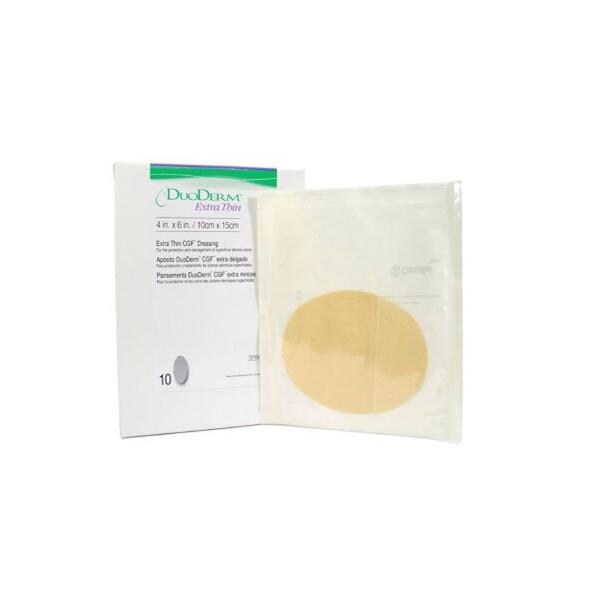 DuoDerm Hydrocolloid Barrier Dressing 4x6" Sterile Oval XThn Adhs Flsh Abs LF