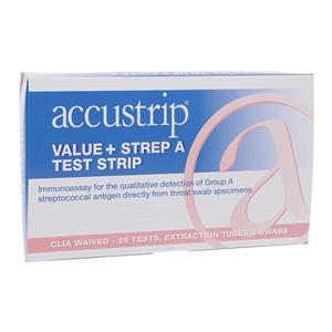 Accustrip Strep A Value+ Strep A Test Strip CLIA Waived 25/Box
