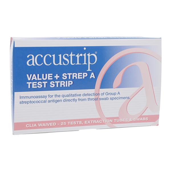 Accustrip Strep A Value+ Strep A Test Strip CLIA Waived 25/Box