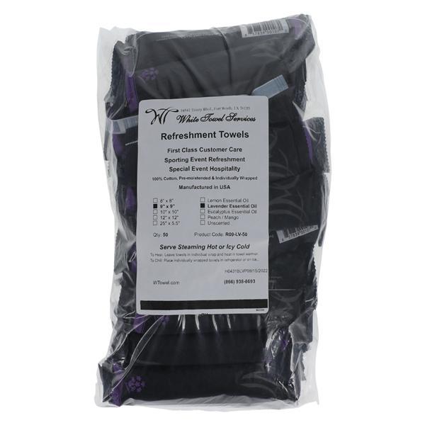 Refreshment Towel Disposable Cotton Lavender 9 in x 9 in White 50...