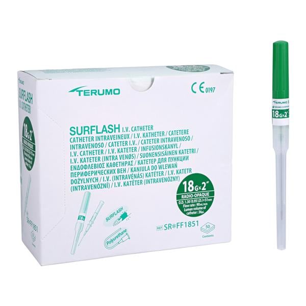 SurFlash IV Catheter 18 Gauge 2" 2" Polyurethane Sterile Not Made...