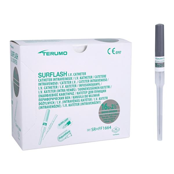 SurFlash IV Catheter 16 Gauge 2-1/2" Gray 50/Bx