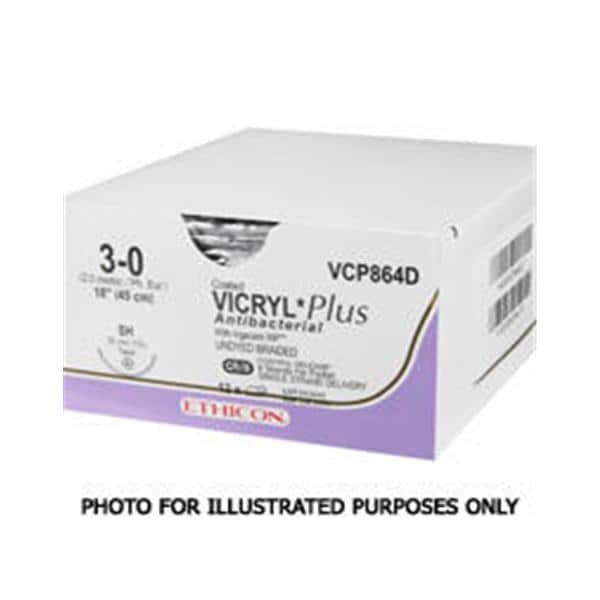 Vicryl Plus Suture 3-0 18" Triclosan/Polyglactin 910 Braid SH-1 Violet 12/Bx