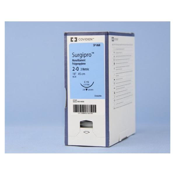 Surgipro Suture Polypropylene Monofilament 2-0 18" Non-Absorbable...