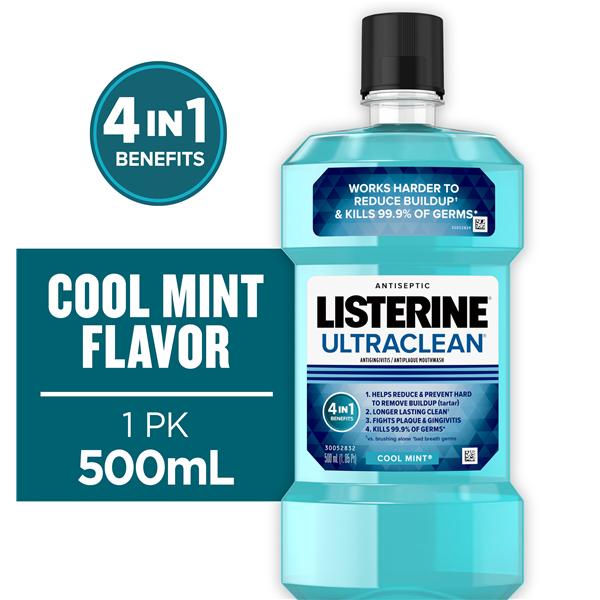 Listerine UltraClean Arctic Mint Mouth Rinse 16 oz Bottle 6/Ca