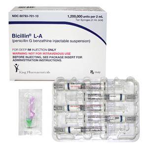 Bicillin L-A Injection 1.2MU Adult Prefilled Syringe 2mL 10/Packa...