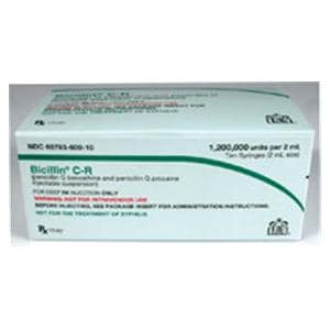 Bicillin C-R Injection 1.2MU Pediatric Prefilled Syringe 2mL 10/P...