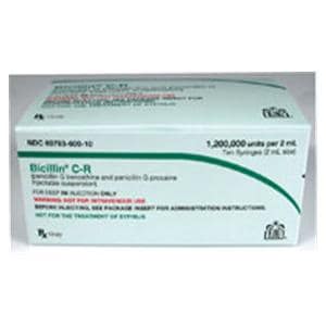 Bicillin C-R Injection 1.2MU Adult Prefilled Syringe 2mL 10/Packa...