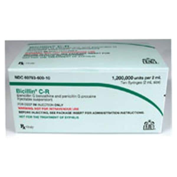 Bicillin C-R Injection 1.2MU Adult Prefilled Syringe 2mL 10/Packa...
