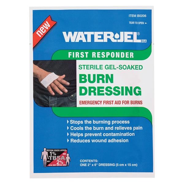 Water-Jel Non-Woven Gel Burn Dressing 2x6" Sterile Rectangle Whit...
