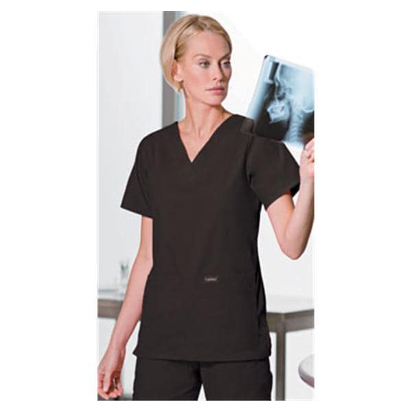 Scrub Shirt Adult Womens Black 65% Polyester / 35% Cotton 8219 Pu...