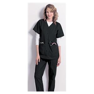 Scrub Shirt Adult Womens Black 65% Polyester / 35% Cotton 8232 Sn...
