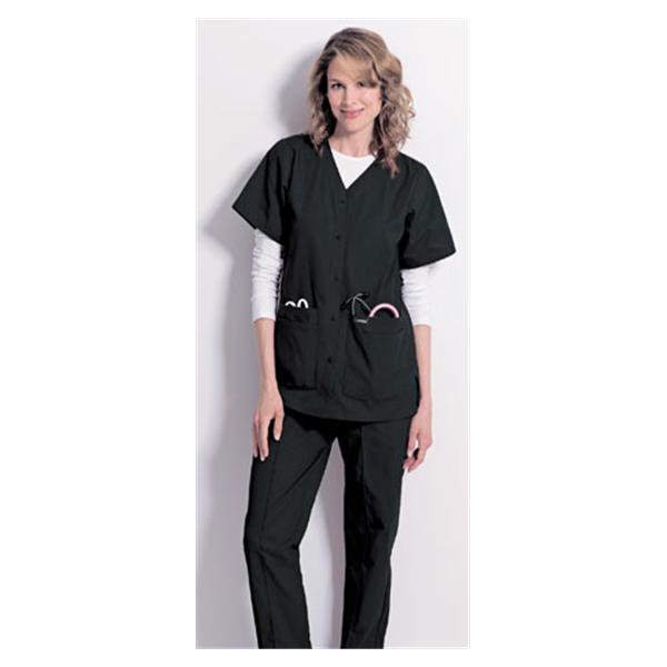 Scrub Shirt Adult Womens Black 65% Polyester / 35% Cotton 8232 Sn...