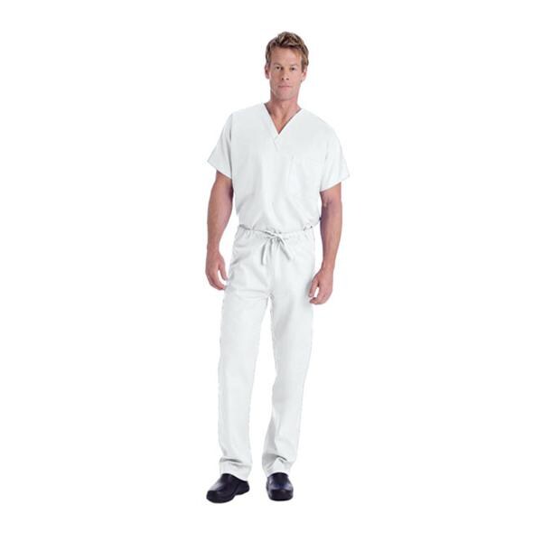 Essentials Scrub Top V-Neck 1 Pocket Short Sleeves X-Large White Unisex Ea