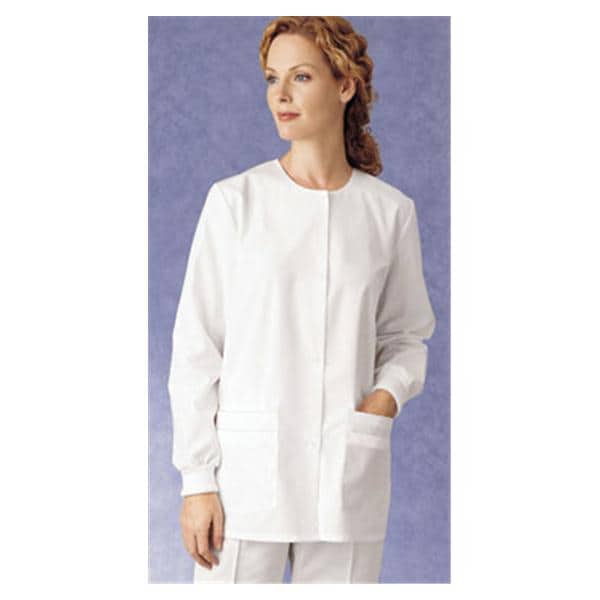 Warm-Up Jacket 4 Pockets Long Sleeves / Knit Cuff Large White Womens Ea