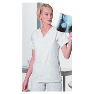Scrub Shirt Adult Womens White 65% Polyester / 35% Cotton 8219 Pu...
