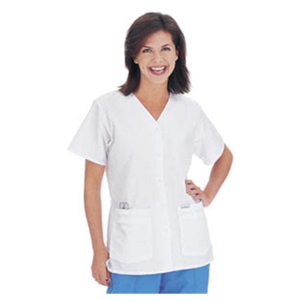 Scrub Shirt Adult Womens White 65% Polyester / 35% Cotton 8232 Sn...