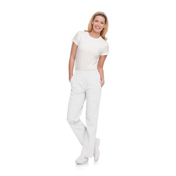 Scrub Pant Adult Womens White 65% Polyester / 35% Cotton 8327 Eas...