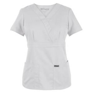 Greys Anatomy Scrub Shirt Mck Wrp Nck 3 Pkts Short Sleeves X-Small Wt Womens Ea